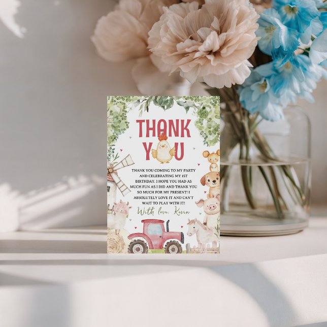 Farm Animals Birthday Thank You Card (Creator Uploaded)