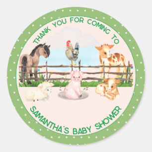   Farm Animals  Boys Baby Shower  Classic Round Sticker