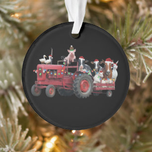 Farm Animals Christmas Truck Country Tractor Xmas Ornament