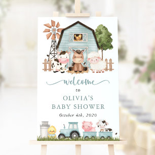 Farm Animals, Cute Animals, Baby Shower Welcome Poster