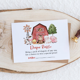 Farm Animals, Cute Animals, Barn, Diaper Raffle Enclosure Card