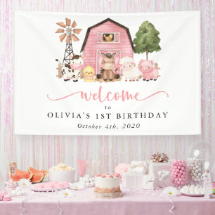 Farm Animals, Cute Animals, First Birthday Welcome Banner