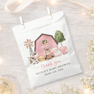 Farm Animals, Cute Animals, Pink Barn, Baby Shower Favour Bags