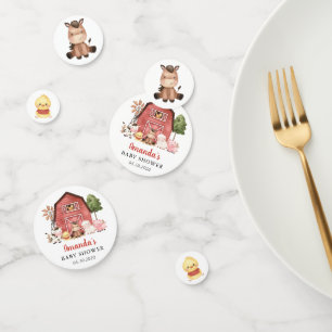 Farm Animals, Cute Animals, Red Barn, Baby Shower Confetti