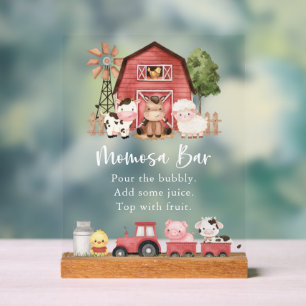 Farm Animals, Cute Animals, Red Barn, Momosa Bar Acrylic Sign