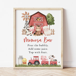 Farm Animals, Cute Animals, Red Barn, Momosa Bar Poster