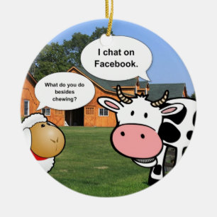 Farm animals cute cartoon funny facebook chat ceramic tree decoration