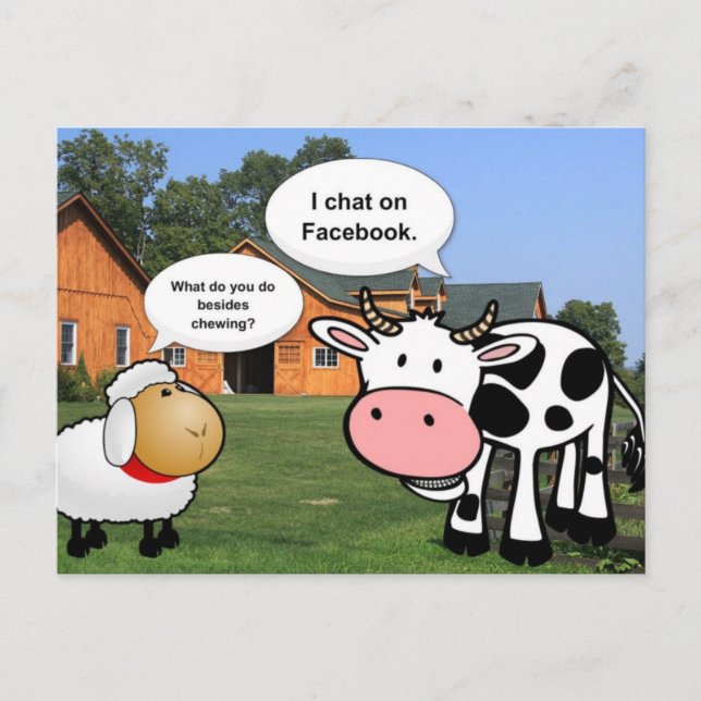 Farm animals cute cartoon funny facebook chat postcard (Front)