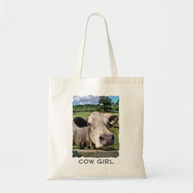 FARM ANIMALS, CUTE COW TOTE BAG (Front)