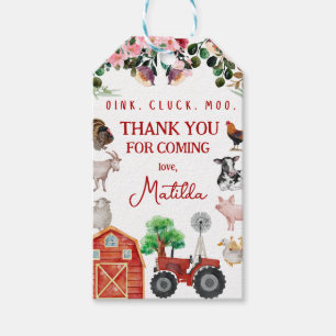 Farm Animals Cute Red Barnyard Farm Favor Gift Tags