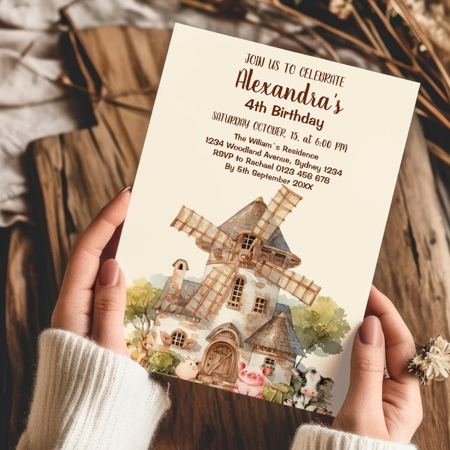 Farm Animals Cute Watercolor Boy Birthday Invitation (Creator Uploaded)