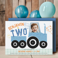 Farm Animals Denim Tractor Cute Photo 2nd Birthday