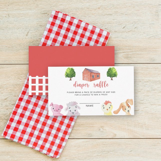 Farm animals - diaper raffle baby shower enclosure card (Creator Uploaded)
