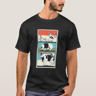 Farm Animals Ducks Chicken Pig And Cow T-Shirt