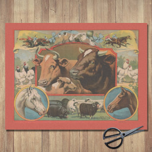 Farm Animals Ephemeral Ad Decoupage Tissue Paper
