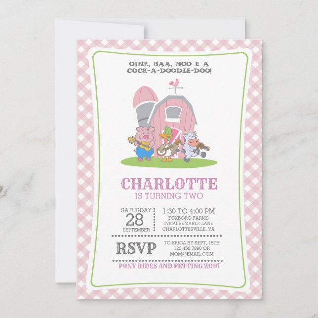 Farm Animals Funny Birthday Invitation (Front)