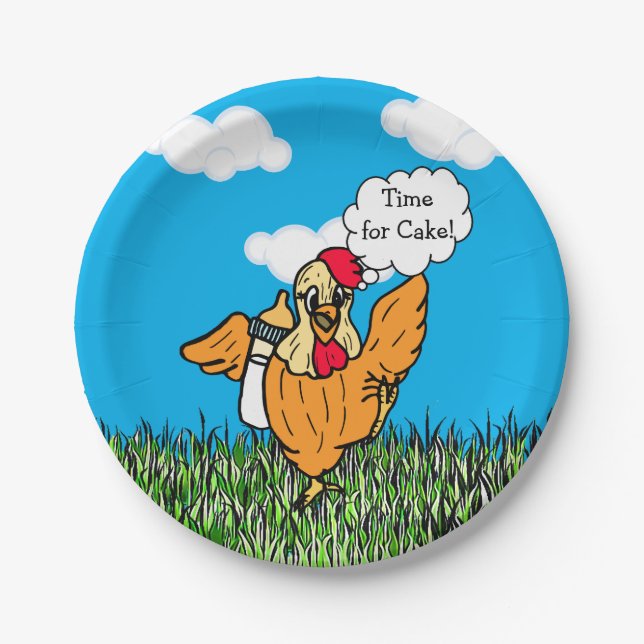 Farm Animals Funny Rooster Baby Shower Its a Boy Paper Plate (Front)