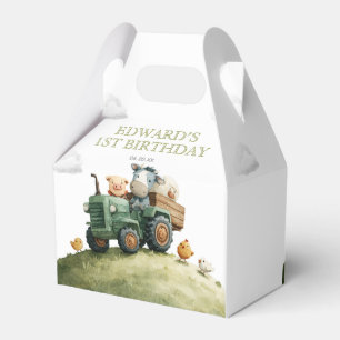 Farm Animals Green Tractor Birthday Favour Box