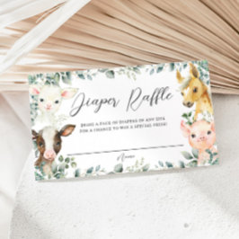 Farm Animals Greenery Barnyard Baby Diaper Raffle Enclosure Card