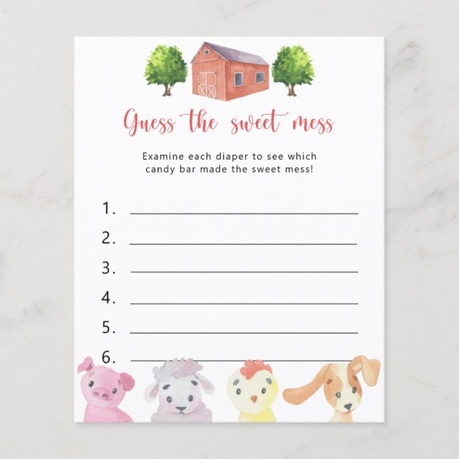 Farm animals - Guess the sweet mess game (Front)