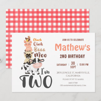 Farm animals Holy Cow First 1st Birthday Invitation