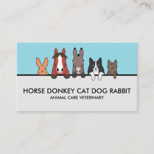 Farm Animals Horse Donkey Cat Dog Rabbit two colou Business Card