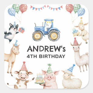 Farm Animals Kids Birthday Party Favour Stickers