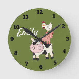 Farm animals kids clock