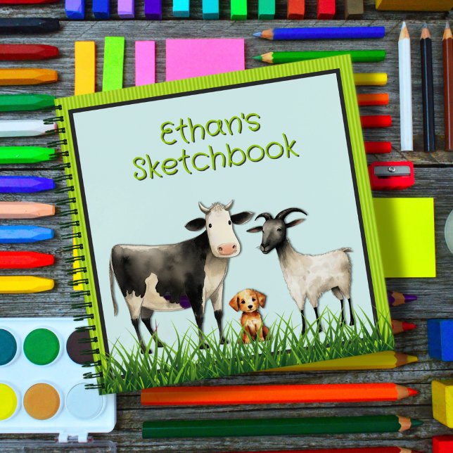 Farm Animals Kids Personalised Sketchbook Journal (Creator Uploaded)