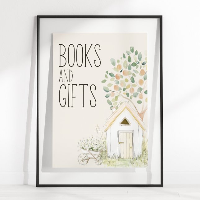 Farm Animals Meadow Baby Shower Books Gifts Sign (Creator Uploaded)