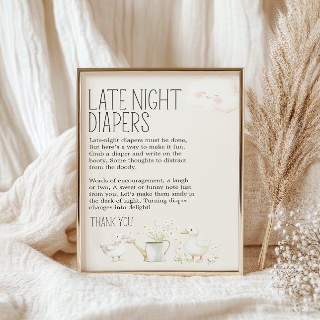 Farm Animals Meadow Baby Shower Late Night Diaper Poster (Creator Uploaded)