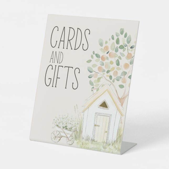 Farm Animals Meadow Friend Baby Shower Cards Gifts Pedestal Sign (Front)