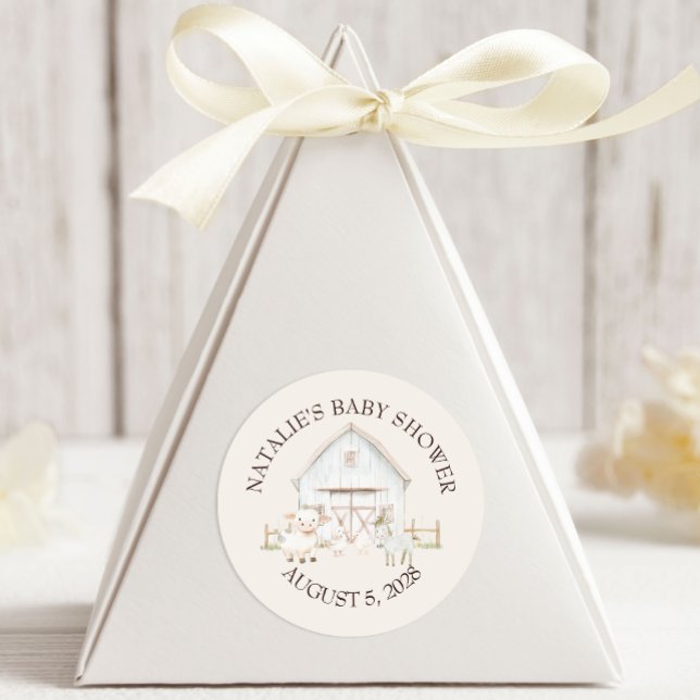 Farm Animals Meadow Friends Baby Shower Classic Round Sticker (Creator Uploaded)