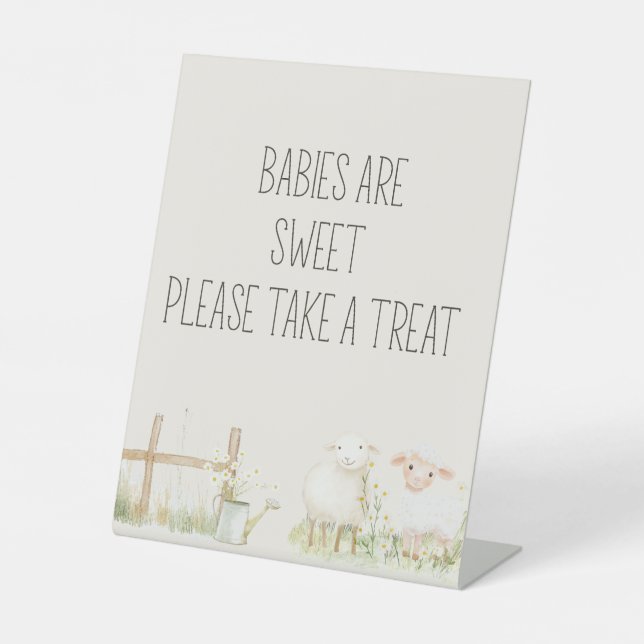 Farm Animals Meadow Friends Baby Shower Favour Pedestal Sign (Front)