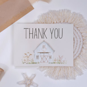 Farm Animals Meadow Friends Baby Shower Thank You Card