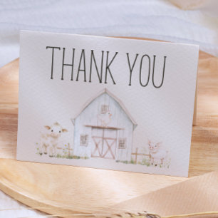 Farm Animals Meadow Friends Baby Shower Thank You Card