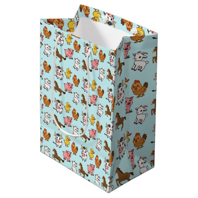 Farm Animals Medium Gift Bag (Front Angled)