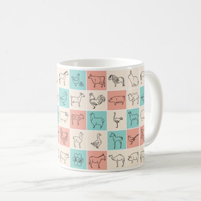 Farm Animals Mug – Cute & Rustic Farmyard Design (Front Right)