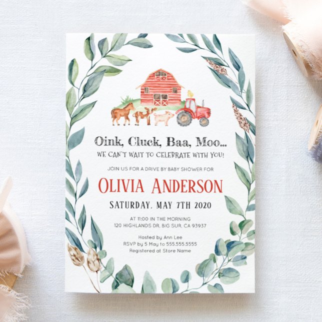 Farm Animals Parade Baby Shower Invitation (Creator Uploaded)