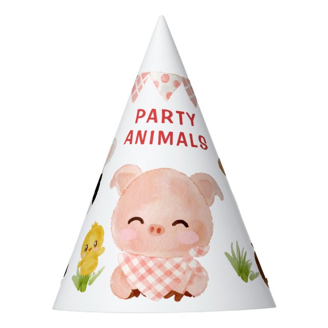 Farm animals, party animals birthday hat (Front)