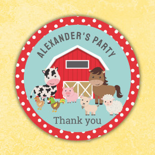 FARM ANIMALS PARTY  CLASSIC ROUND STICKER