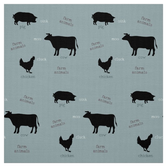Farm Animals Pattern (Light) Fabric (Swatch)