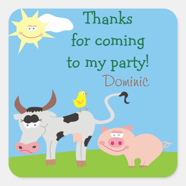 Farm Animals Personalised Thank You Stickers (Front)