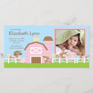 Farm Animals PHOTO Birth Announcement