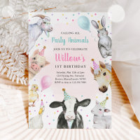  Farm Animals Pink Girl Barnyard Birthday Party