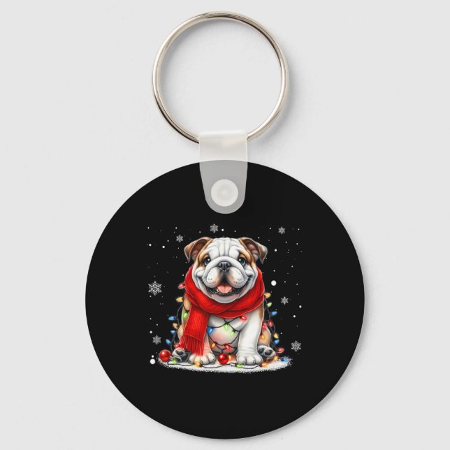 Farm Animals Pug Dog Christmas Outfits Pajama Xmas Key Ring (Front)