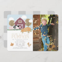 Farm Animals Pumpkin Patch Birthday Photo