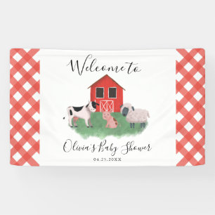 Farm Animals Red Baby Shower Welcome Banner