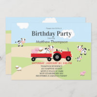 Farm Animals Red Tractor Boys Birthday Party