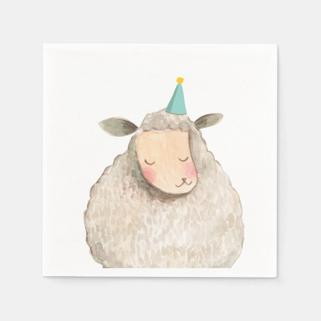 Farm Animals Sheep Birthday Barnyard Party Napkin (Front)